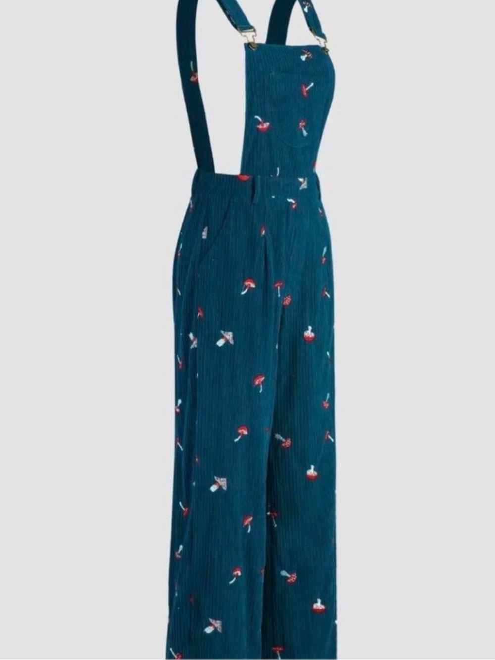 Cider Teal Mushroom Wide-Leg Overalls S